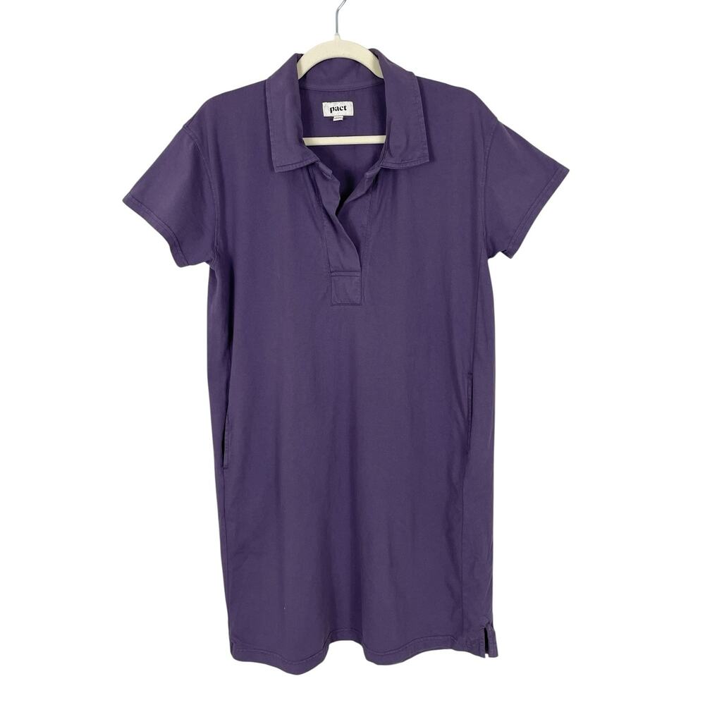 Pact Organic Cotton Tunic Shirt Dress Purple Sz Large Sustainable Casual Travel